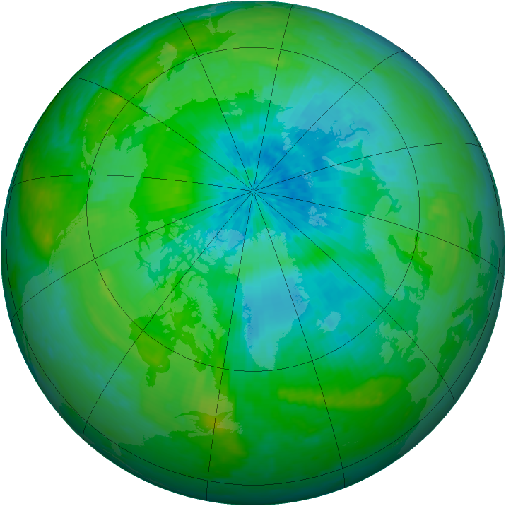Arctic ozone map for 25 August 2003